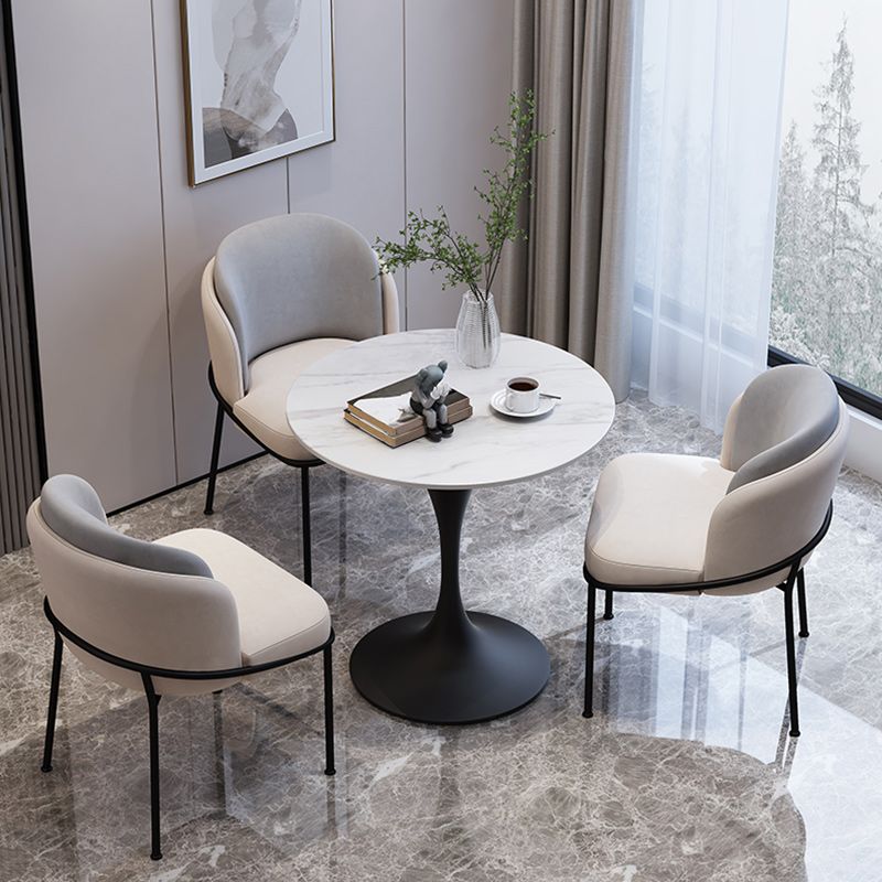 Modern 1/2/3/4/5 Pieces Dining Set Round Stone Dining Table for Dining Room