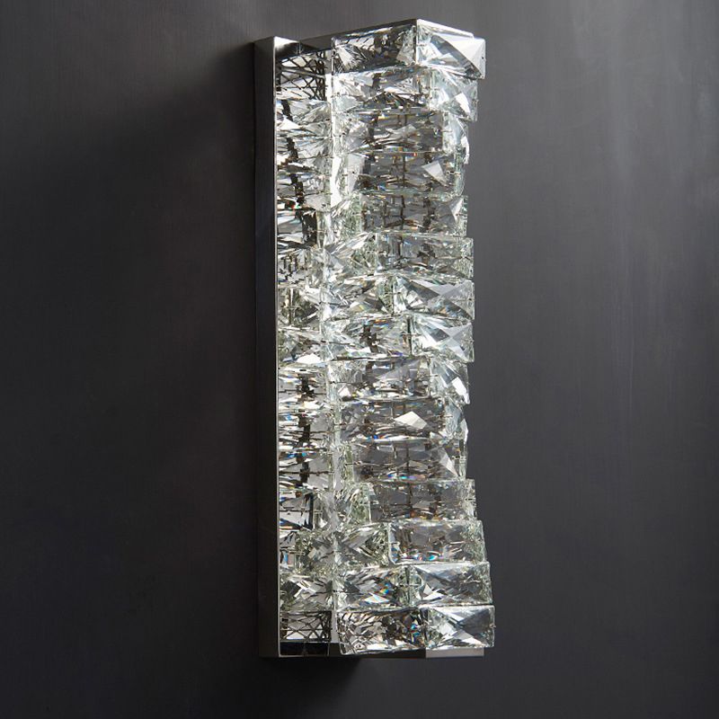 Crystal Wall Mounted Fixture LED Post Modern Wall Light in Chrome & Clear