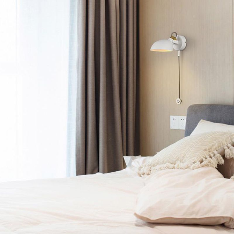 Luz de metal nórdica luz de pared de macarrón de luz simple con interruptor para dormitorio