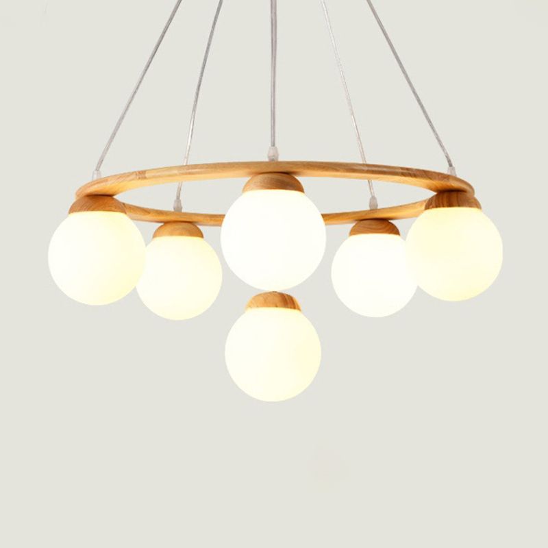 Moderne verstellbare hölzerne Kronleuchterdecke Hängeleuchte mit Glasschatten