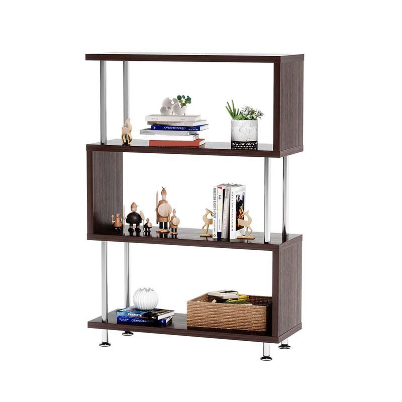 11.81" Wide Engineered Wood Geometric Bookcase Contemporary Metal and Wood Bookcase