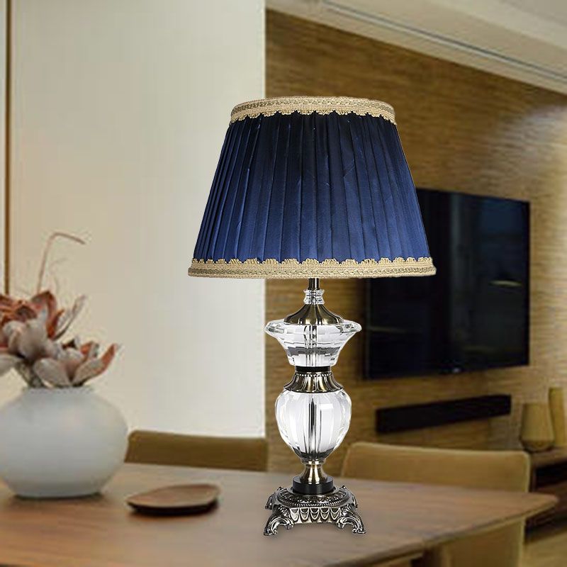 Dormitorio de barril CRISTAL NIGHTA NIGHT LAMP LAMPILLA TELA 1 Luz de mesita de noche azul claro con adornos trenzados