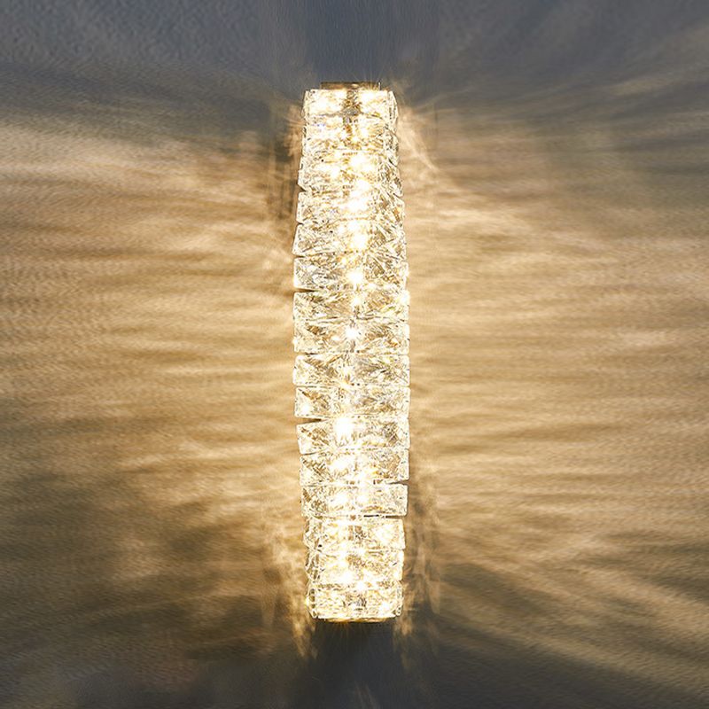 Postmodern Crystal Wall Light Geometric Shape 5" Wide Wall Sconce for Living Room
