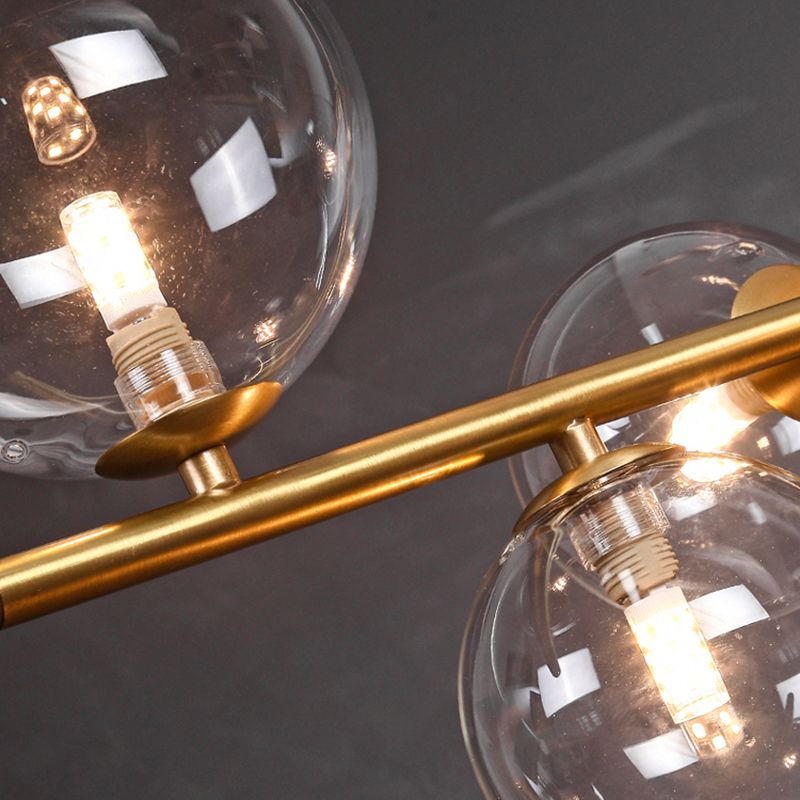 Luz de lámpara de vidrio lineal de iluminación de la isla dorada para el comedor para comedor