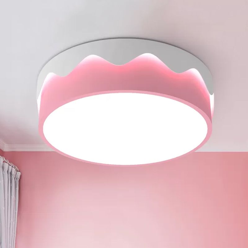 Lampada da soffitto a tamburo rosa per bambini, illuminazione da incasso a LED in acrilico con montaggio a incasso in luce calda/bianca