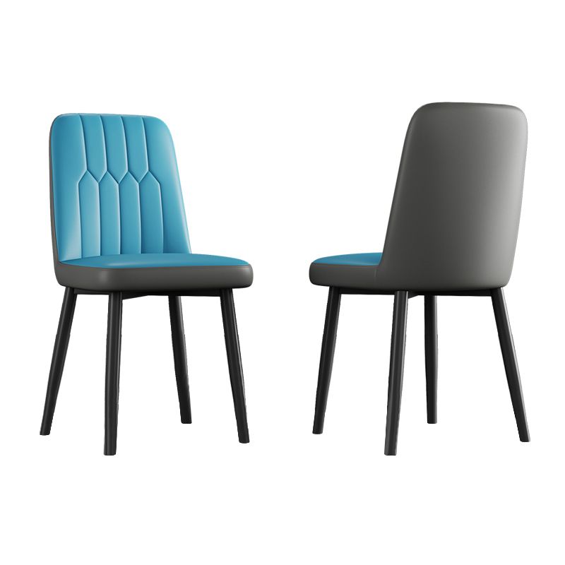 Contemporary Metal Dining Room Chairs PU Leather Dining Armless Chairs