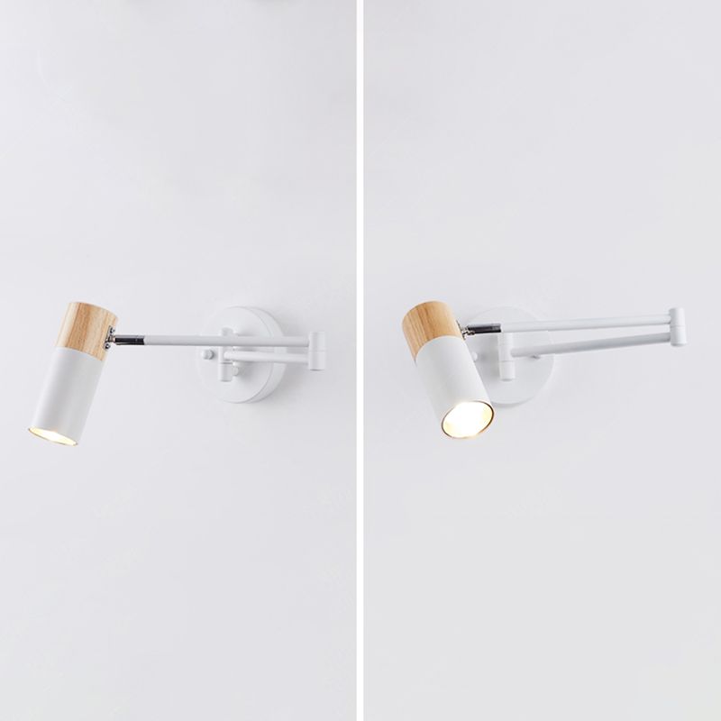 Modern Style Half Cylinder Shade Swing Arm Wall Lighting Metal 1 Light Sconce Lamp