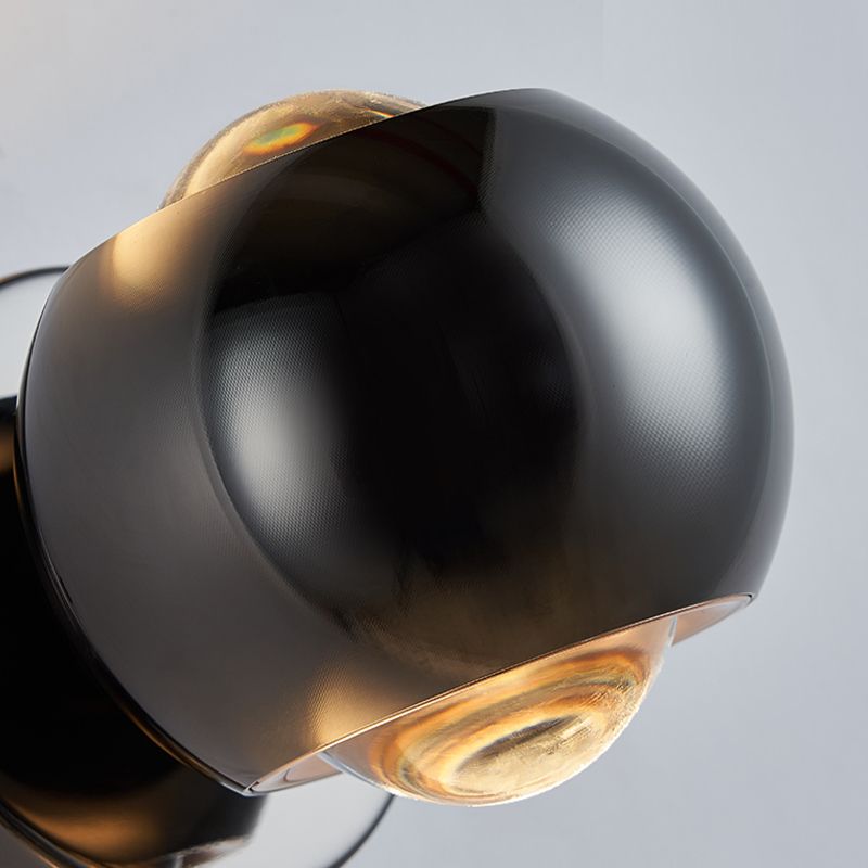 LED Modern Metal Wall Sconce Ball Shape Wall Light with Glass Shade for Bedroom