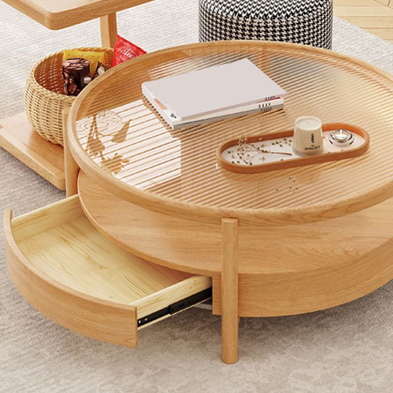 Tropical Coffee Table Solid Wood Coffee Cocktail Table with Storage