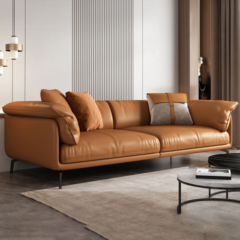 Modern 32.6" H Leather Pillow Top Arm Sofa Bed For Living Room