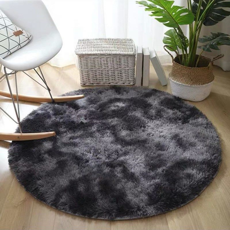 Casual Round Shag Area Rug Trendy Tie Dye Print Rug Polyester Anti-Slip Carpet for Home Decor