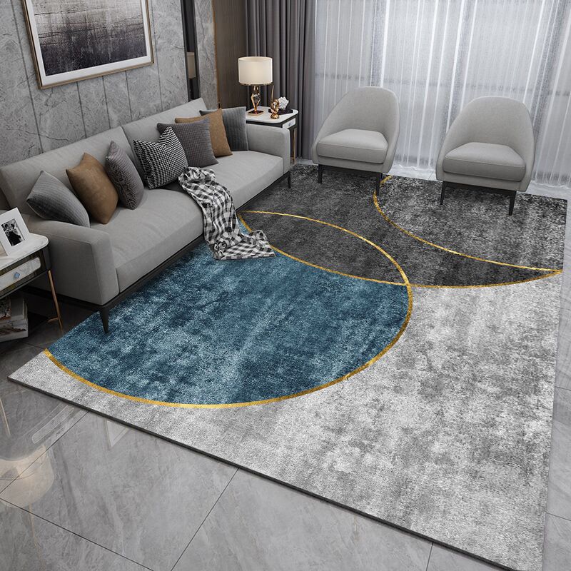 Luxury Carpet Fancy Contrast Panel Area Rug Washable Polyester Anti-Slip Carpet for Home Decor