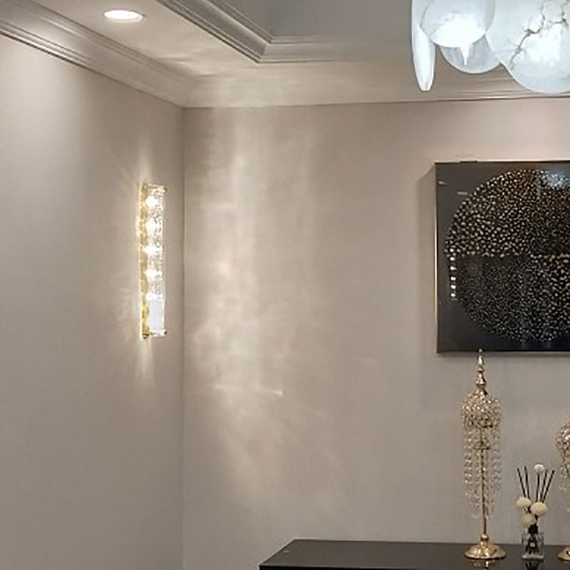 Brass Cylinder Wall Light Modern Gold Wall Sconce with Glass for Living Room