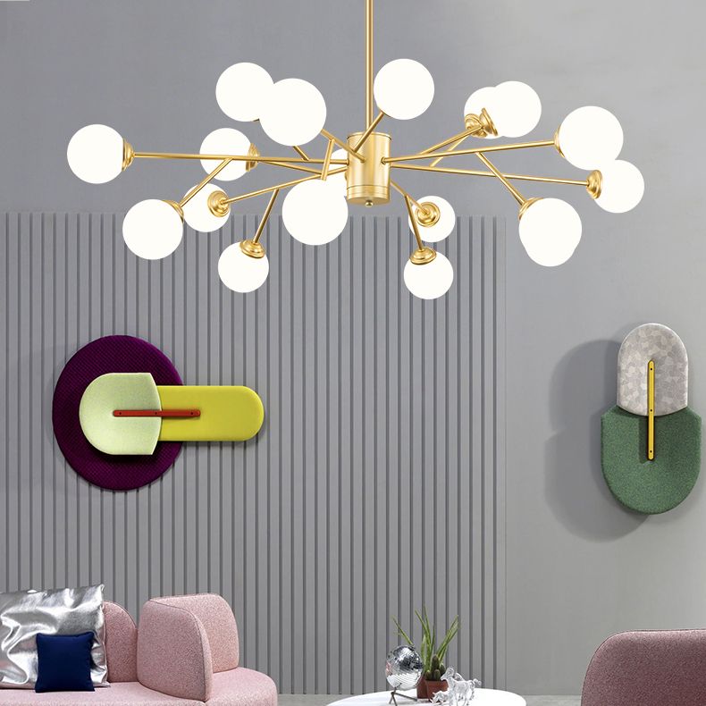 Gold Simplicity Chandelier Light Globe Glass Shade Pendant Lamp for Living Room