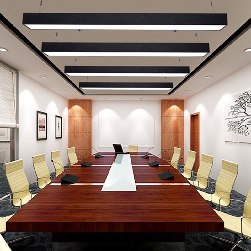 Rectangular Corridor Hanging Light Acrylic 4"/8"/10" W LED Minimalist Ceiling Pendant in Black/White