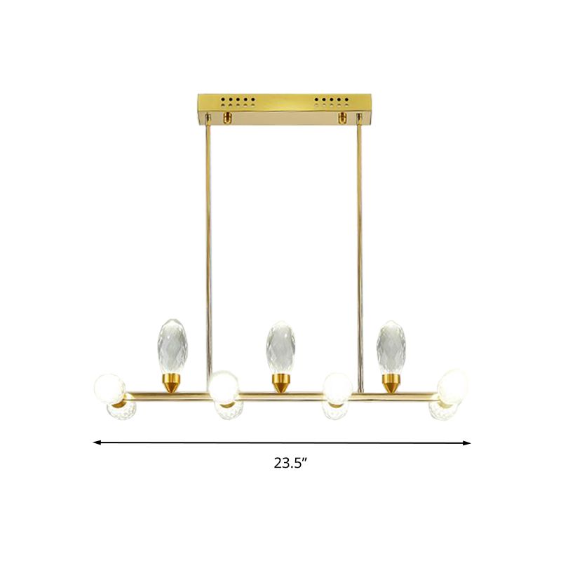 Luz de lámpara lineal de oro Modernismo 11/14 Cabezas LEJ de cristal LED para mesa de comedor, 23.5 "/29.5" Long Long