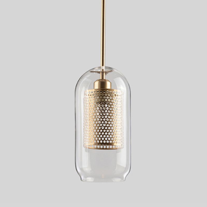 Moderner Stil Anhänger Beleuchtung Einfach 1 Kopf transparentes Glashänge Deckenleuchte für Cafe Shop
