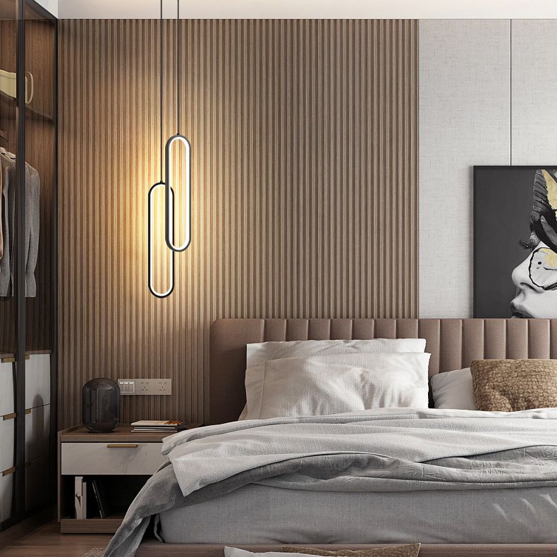 Aluminium LED Linear Pendant Light in Modern Concise Style Silica Gel Chandelier for Living Room