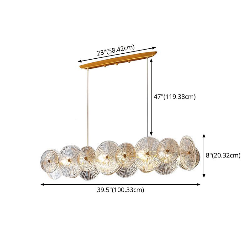 Modern Chandelier Circle Island Light Fixture Glass 12 Light Island Ceiling Light in Gold