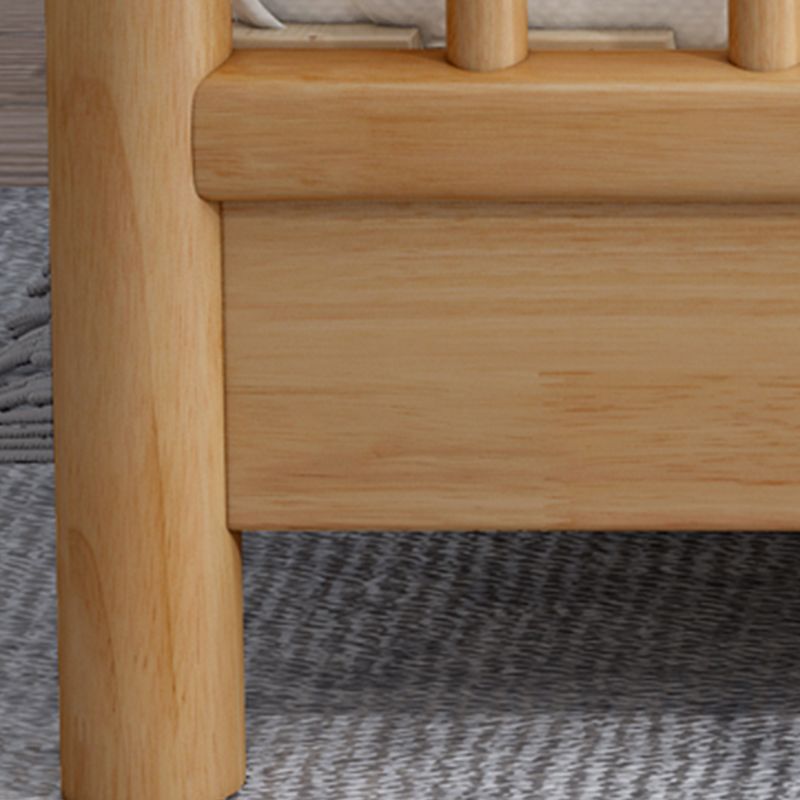 Scandinavian Natural Rubberwood Bed with Arched Slat Headboard