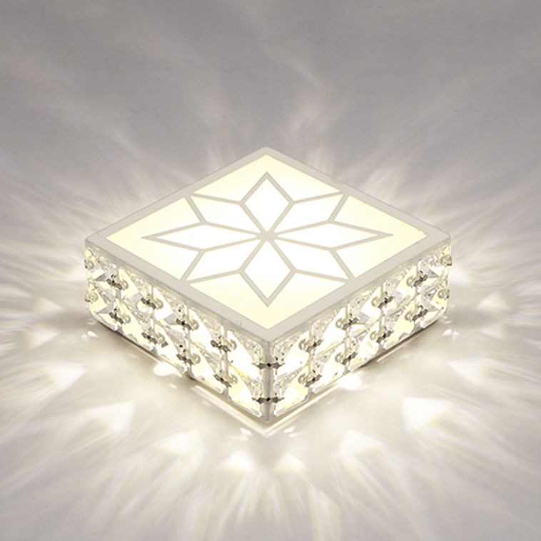 Plafonnier LED carré de style créatif et moderne, plafonnier en cristal avec trou de 2.5 à 3.5 pouces de diamètre