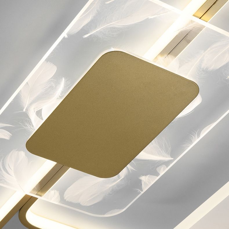 Gouden geometrie LED-plafondlamp Veerpatroon Eigentijds inbouwlicht