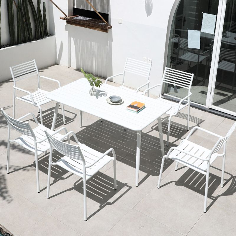 Metal Stacking Dining Side Chair Modern Patio Dining Armchair Set of 1/2/4/6/8