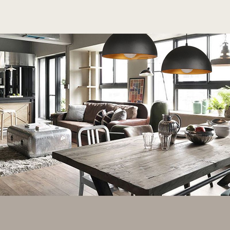 Black Dome Commercial Pendant Lighting Industrial Metal Restaurant Hanging Light Fixture