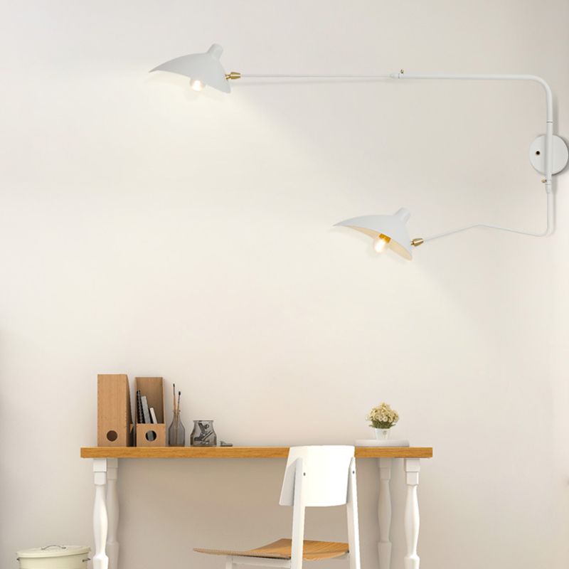 Modern Wall Sconce Linear Shape Reading Wall Light with Metal Shade in White for Bedroom