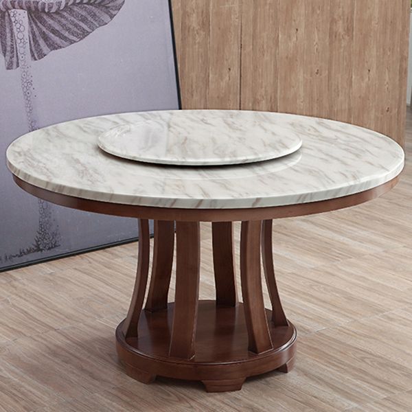 Sintered Stone Dining Table Modern White Convertible Furniture with Pedestal Base for Home