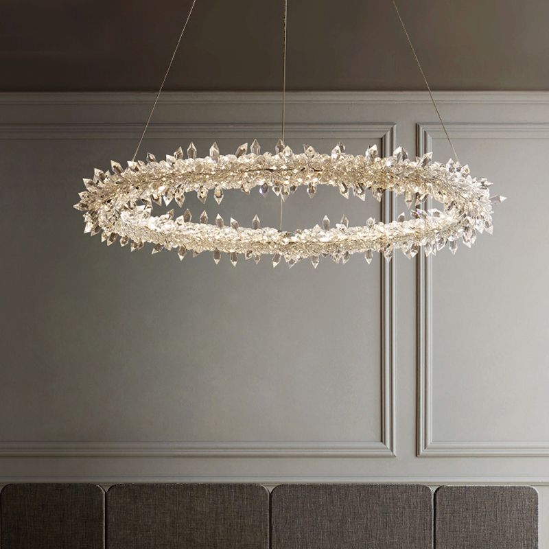 Ring Modern Chandeliers K9 Crystal LED Chandelier Lighting Fixtures for Living Room