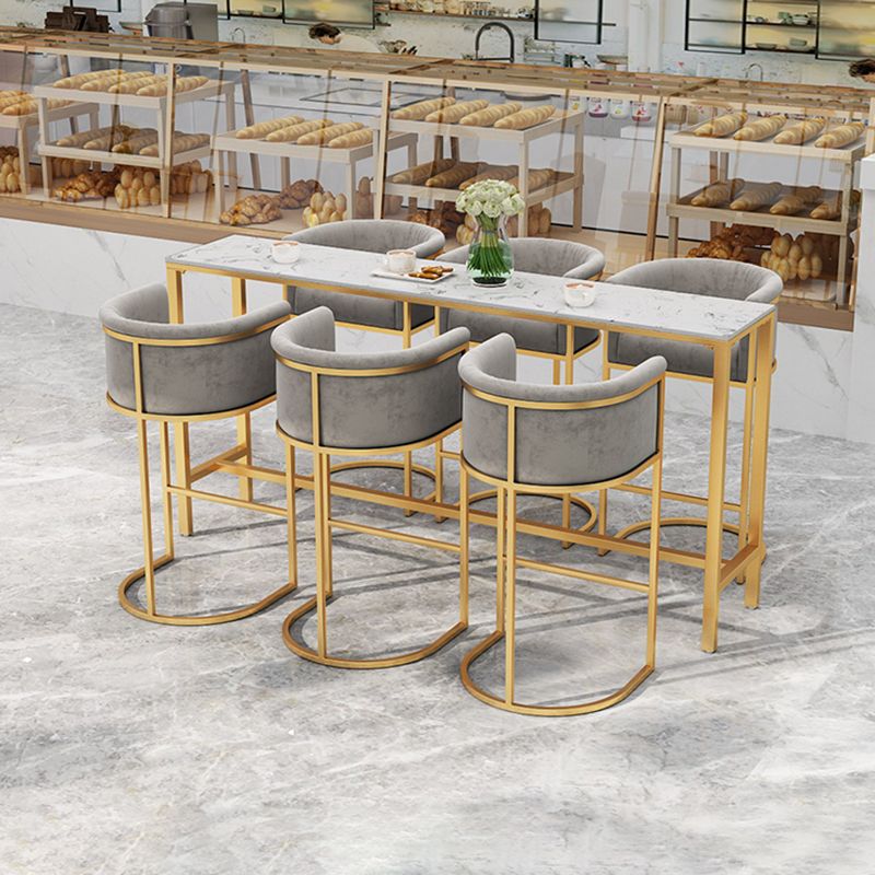 Milk Tea Shop Armed Stool Glam Matte Finish Velvet Bar Stool