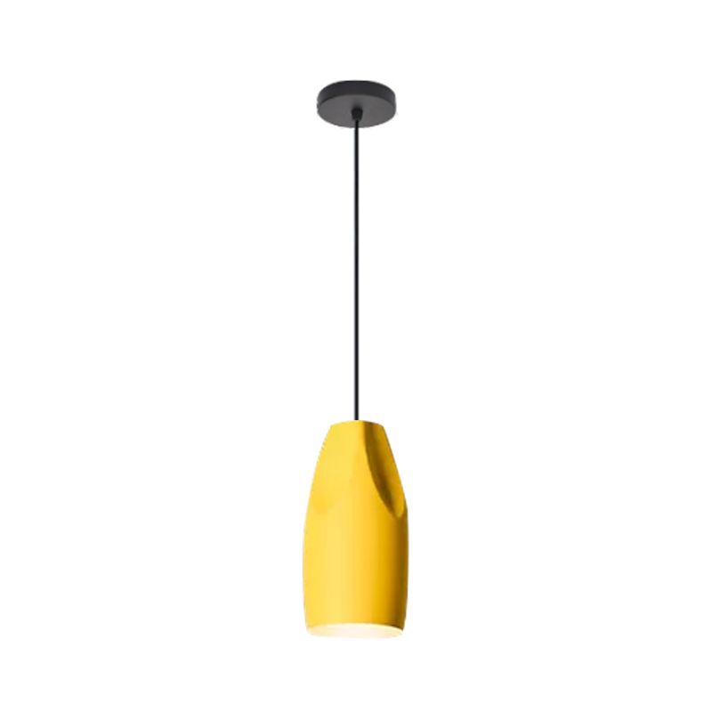 1-Light Bakery Ceiling Pendant Macaron Black/Yellow/Green Hanging Light Kit with Elongated/Bowl Aluminum Shade