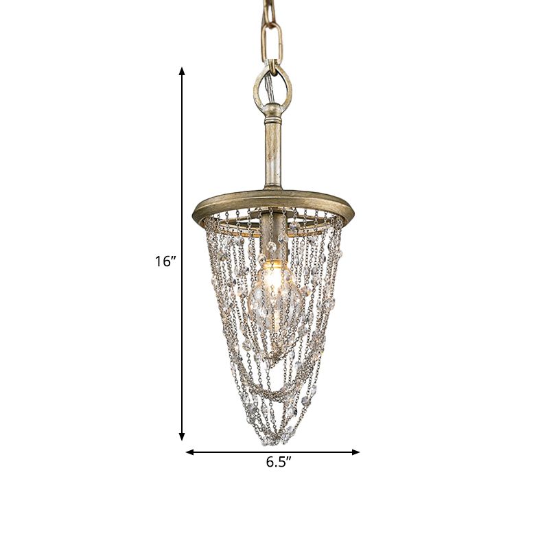 Circular Metal Ceiling Light Nordic 1 Light Gold Chandelier Light with Iron Mesh and Crystal Accent