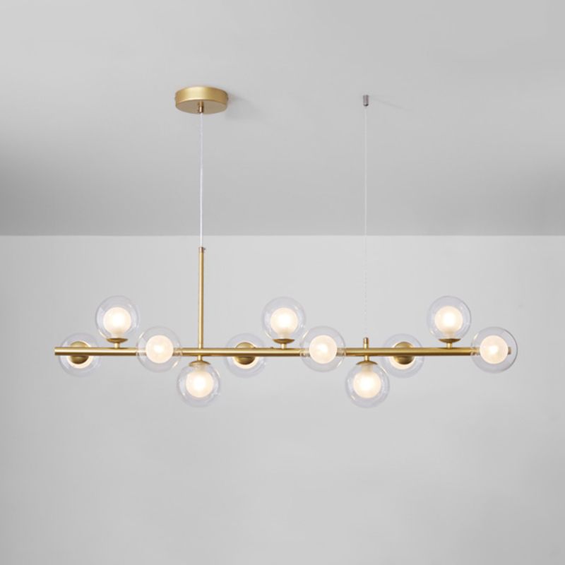 Globe Glass Shaded 11-Light Linear Kitchen Island Light Modern and Contemporary Style Ceiling Light