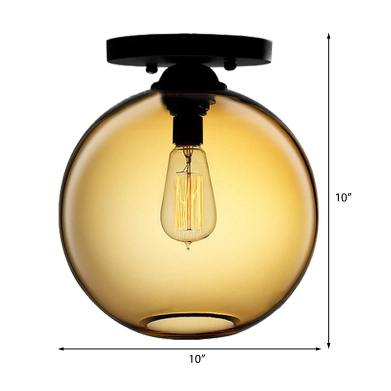 Red/Sky Blue/Amber/Dark Smoke/Coffee Orbit Ceiling Light Fixture Contemporary Glass 1 Head Indoor Ceiling Flush Mount