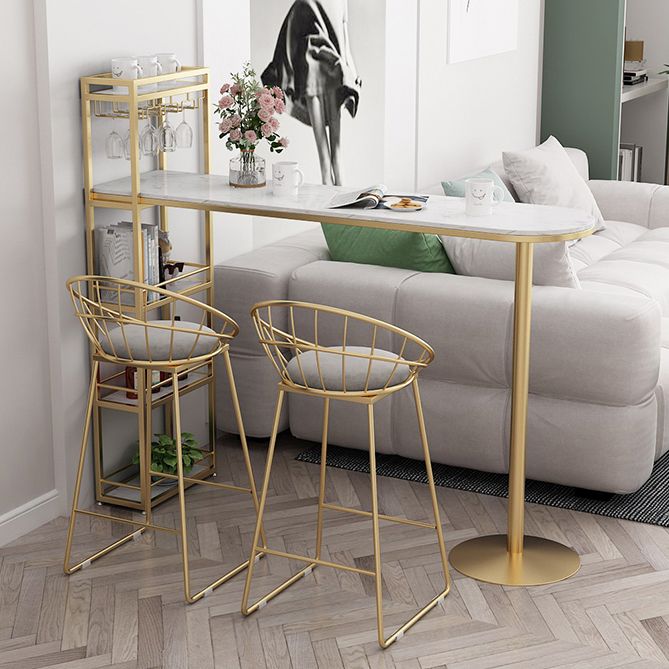 Modern 1/3 Pieces Bar Table Set Stone Counter Table with High Stools for Cafe Living Room