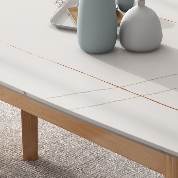 Stone Rectangle Dining Table Mid-Century Modern Dining Table with 4 Legs