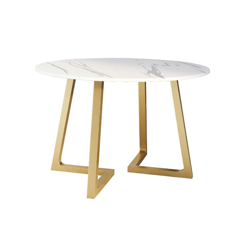 Nordic Sintered Stone Dining Room Set Standard Height with Double Pedestal Base Dining Set