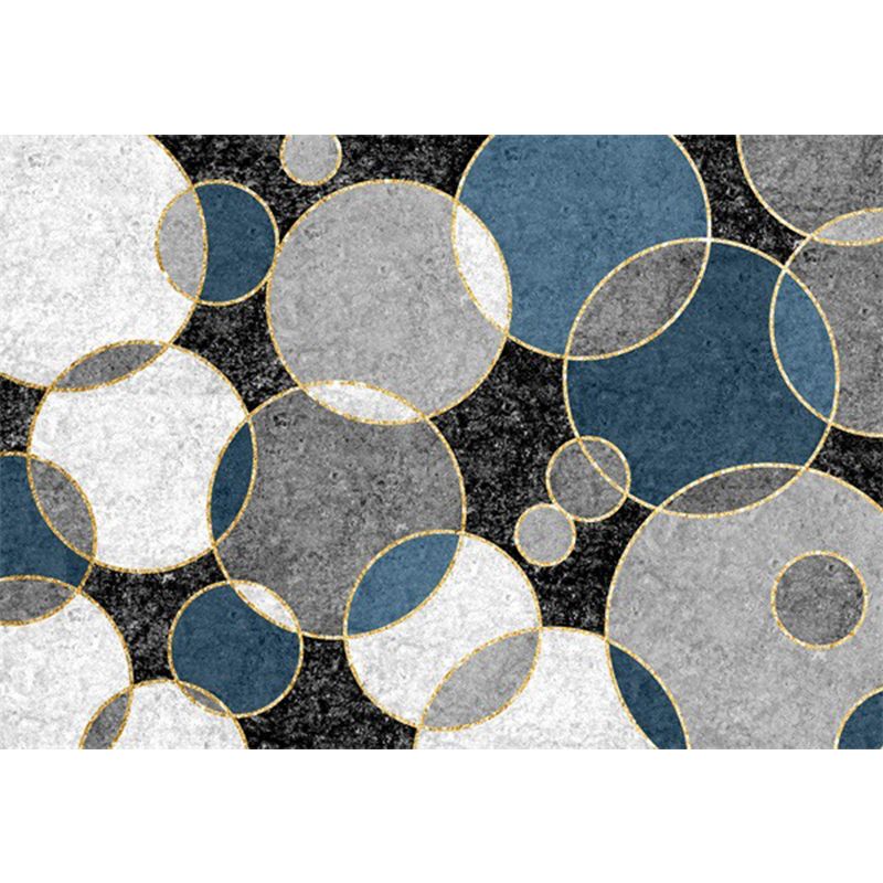 Minimalist Circles Pattern Rug Grey Polyester Rug Non-Slip Pet Friendly Carpet for Living Room