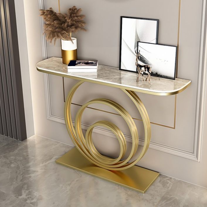 31.5" Tall Modern Console Table 1-shelf Stone Accent Table for Hall