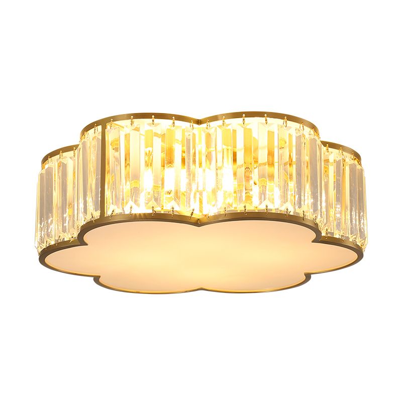 3/4/5-Licht-Blumen-Deckenleuchte, minimalistische schwarze/goldene prismatische Kristall-kleine/mittlere/große Unterputzleuchte