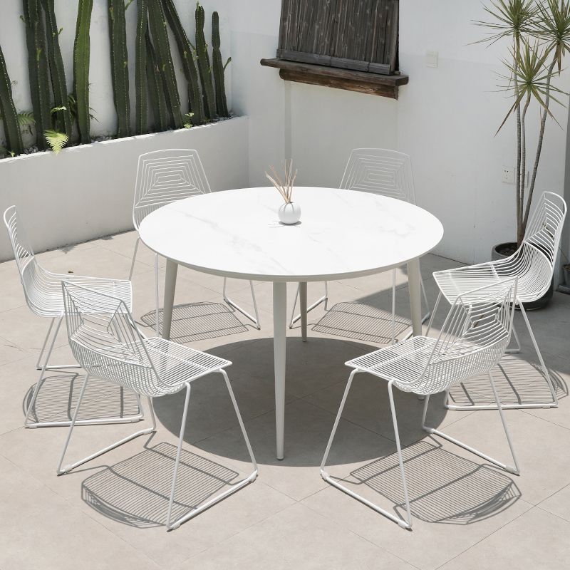 Contemporary Metal Dining Side Chair Open Back Stacking Outdoor Chair