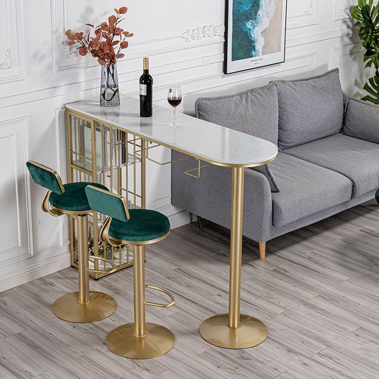 Glam Style Bar Table 1/3 Pieces Faux Marble Counter Table with Upholstered Stools