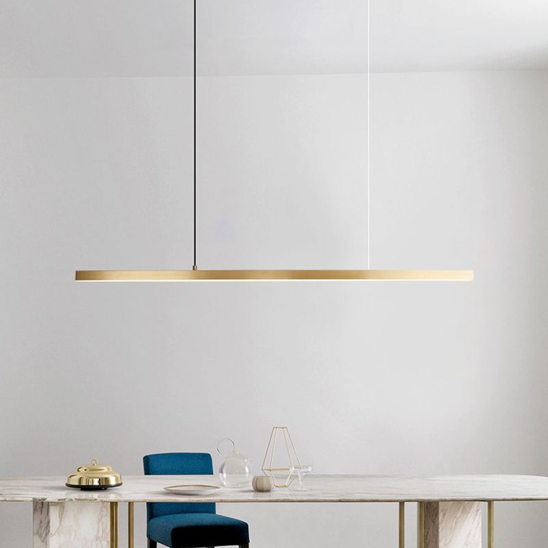 Modern Metal Pendant Light Linear Shape Island Light with Acrylic Shade for Bedroom