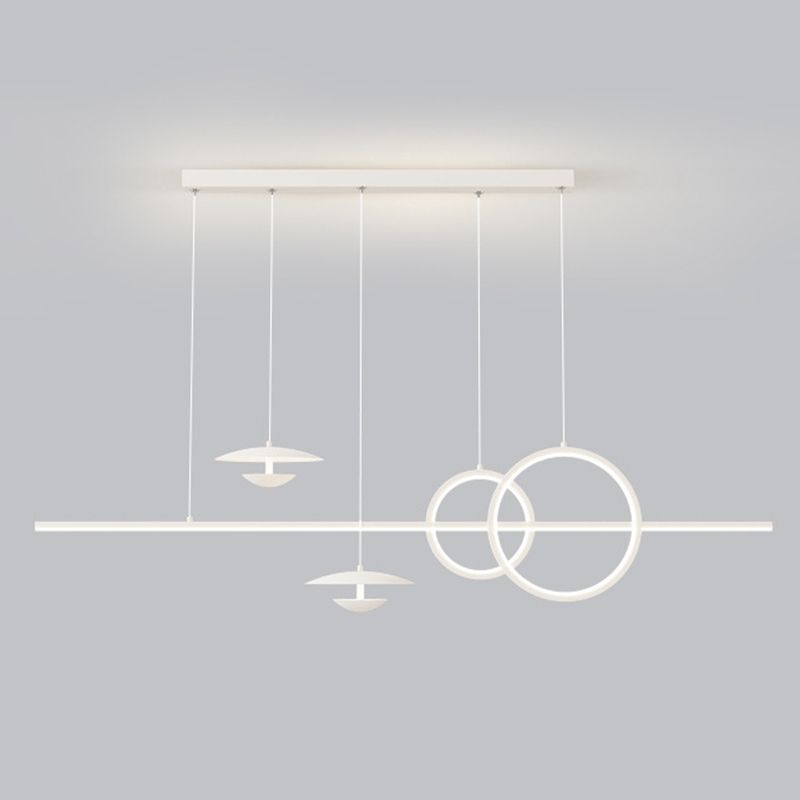 White 5-Light Kitchen Island Lighting Modernism LED Shaded Ceiling Light