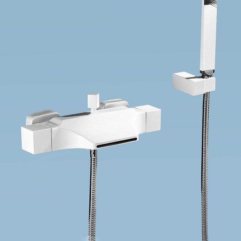 Contemporary Wall Mounted Metal Tub Filler Double Handles Waterfall Tub Faucet Trim