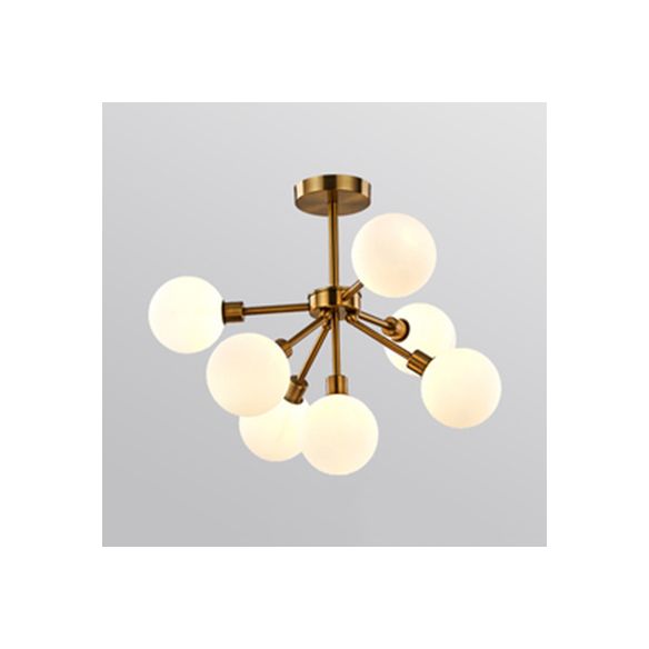Luce a ciondolo a bolla bianca/fumo 7/9 luci post lampadario a sospensione di vetro moderno per il ristorante