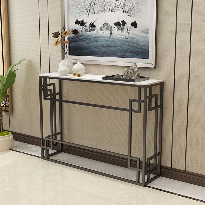 Modern Sofa Console Table Antique Finish Console Accent Table in Marble