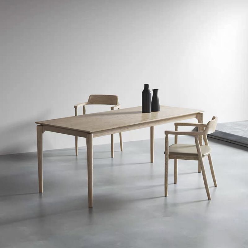 Rectangle Wood Color Dining Table Ashwood Solid Wood Table Modern with 4 Legs